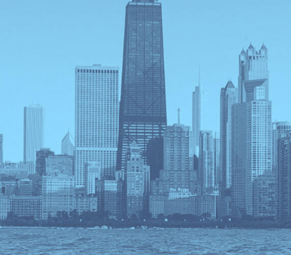 The Chicago skyline from a boat on Lake Michigan